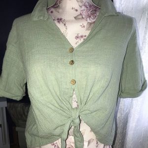 Sage Green Linen Button-Up
